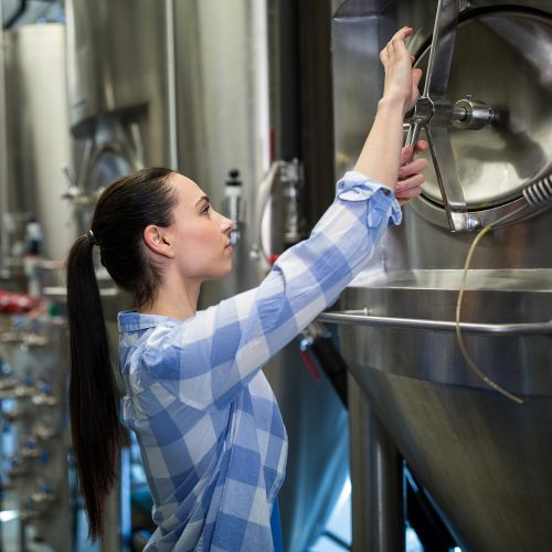 Photo of woman working in a brewery Photo of woman working in a brewery